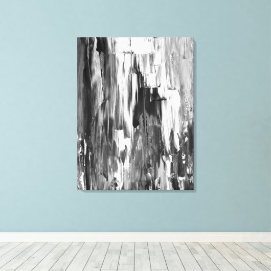 'Gesmolten' Zwart-wit Abstracte kunst Canvas Afdruk (Insitu (Houten vloer))