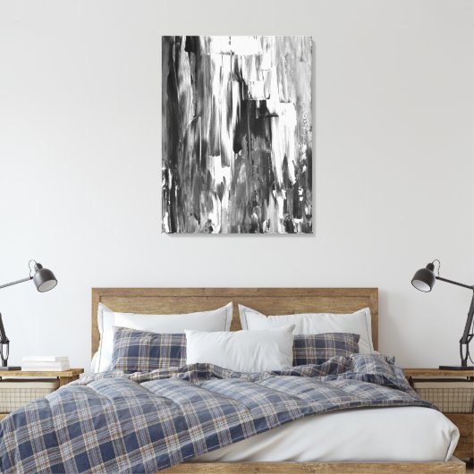 'Gesmolten' Zwart-wit Abstracte kunst Canvas Afdruk (Insitu (Slaapkamer))