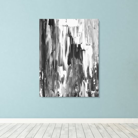 'Gesmolten' Zwart-wit Abstracte kunst Canvas Afdruk (Insitu (Houten vloer))