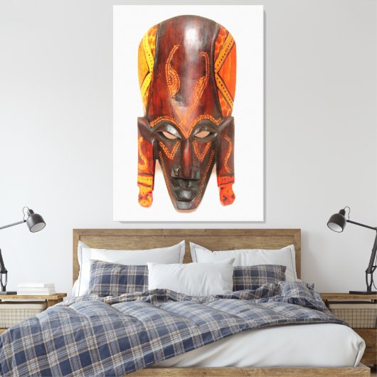 Gesneden Afrikaans masker verpakt canvas (Insitu (Slaapkamer))