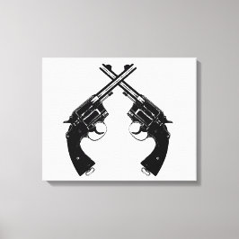 Gesneden Antiek revolvers // Pistolen in zwart Canvas Afdruk