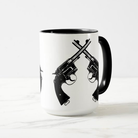 Gesneden Antiek revolvers // Pistolen in zwart Mok (Voorkant rechts)