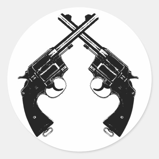 Gesneden Antiek revolvers //  Pistolen in zwart Ronde Sticker (Voorkant)