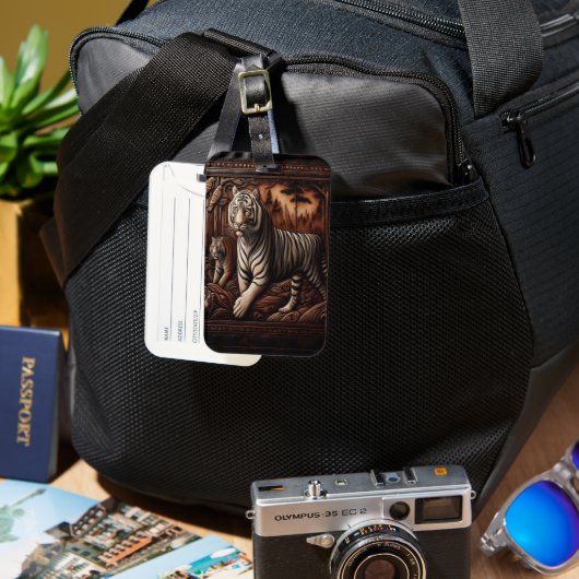 Gesneden Bengaalse tijgers in het bos Bagagelabel (Voorkant & Achterkant)