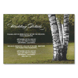 Gesneden berkenboom bruiloft receptie + hotel Kaar Kaart