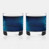 Gesneden blauwe ster canvasprint whisky glas (Links)