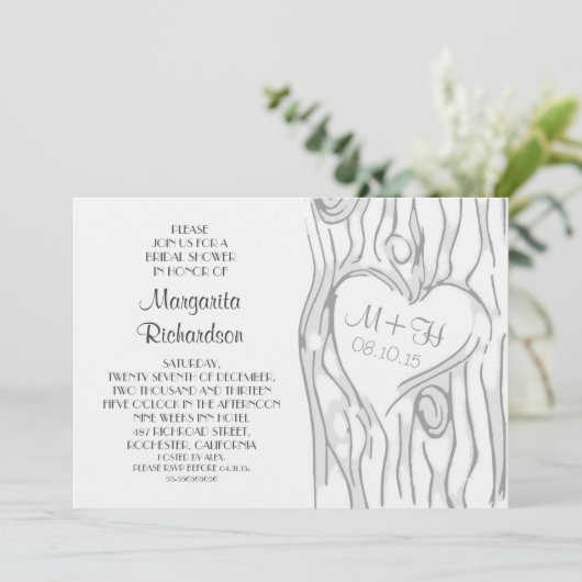 Gesneden boom moderne bruids douche uitnodigingen (Staand voorkant)