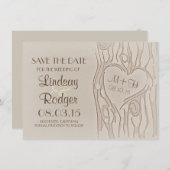 Gesneden boom rustiek Bewaar de datumkaarten Save The Date (Voorkant / Achterkant)