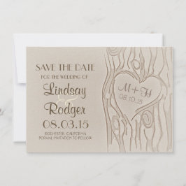 Gesneden boom rustiek Bewaar de datumkaarten Save The Date