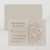 gesneden boom rustieke bruiloft RSVP kaarten (Voorkant / Achterkant)