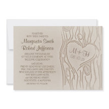 Gesneden boom rustieke bruiloft uitnodigingen