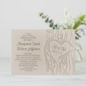 Gesneden boom rustieke repetitie diner uitnodiging (Staand voorkant)