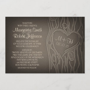 Gesneden boom vintage bruiloft uitnodigingen