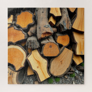 gesneden brandhout legpuzzel