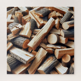 gesneden brandhout legpuzzel