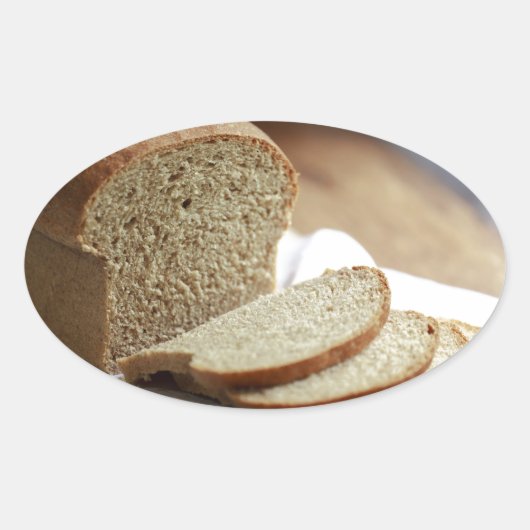 Gesneden brood foto ovale sticker (Voorkant)