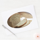 Gesneden brood foto ovale sticker (Envelop)