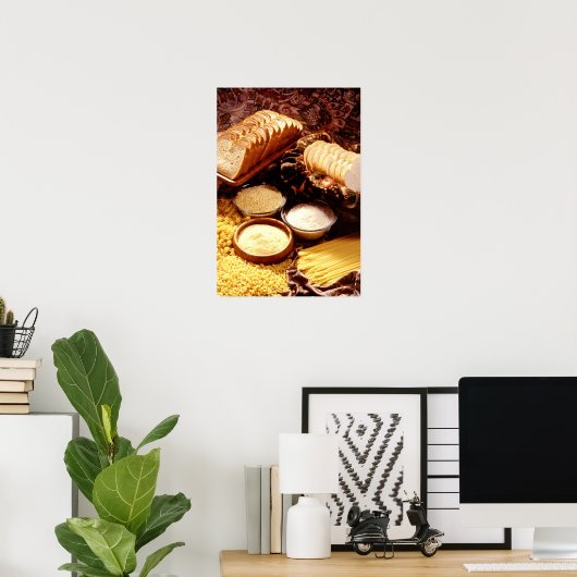 Gesneden brood, meel, rijst en andere deegwaren poster (Thuiskantoor)