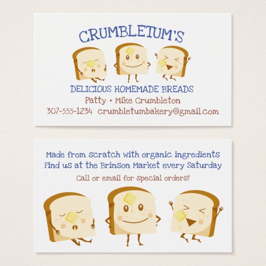 Gesneden broodboter bakken bakkerij visitekaartje (Voorkant /achterkant)