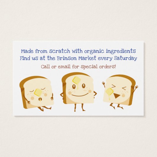 Gesneden broodboter bakken bakkerij visitekaartje (Achterkant)