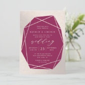 Gesneden Edelsteen Magenta & Champagne Roze Folie Kaart (Staand voorkant)