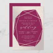 Gesneden Edelsteen Magenta & Champagne Roze Folie Kaart (Voorkant / Achterkant)