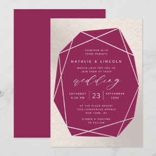 Gesneden Edelsteen Magenta & Champagne Roze Folie Kaart