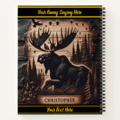 Gesneden elanden in een bos 's nachts met sterrenh notitieboek (Achterkant)