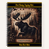 Gesneden elanden in een bos 's nachts met sterrenh notitieboek (Voorkant)