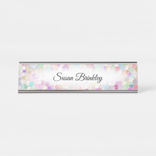 gesneden glas persoonlijk bureau naambordje (Voorkant)