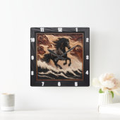 Gesneden Golf Galoping Hout Paard Klok (Huis)