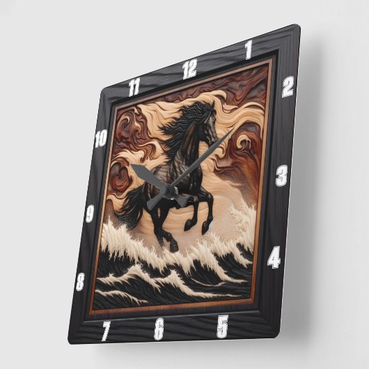 Gesneden Golf Galoping Hout Paard Klok (Hoek)