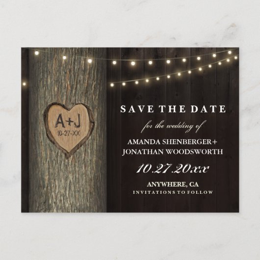 Gesneden Grootvader Eikenboom Save The Date Cards Aankondigingskaart (Voorkant)