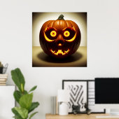 Gesneden Halloween Pompoen Jack O Lantern Muur Poster (Thuiskantoor)