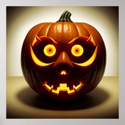 Gesneden Halloween Pompoen Jack O Lantern Muur Poster (Voorkant)