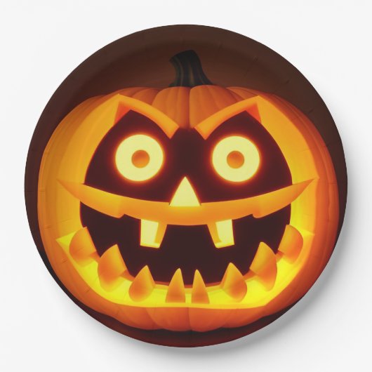 Gesneden Halloween pompoen Papieren Bordje (Voorkant)