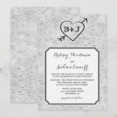 Gesneden Hart Berk Bast Bast Huwelijksuitnodiginge Kaart (Voorkant / Achterkant)