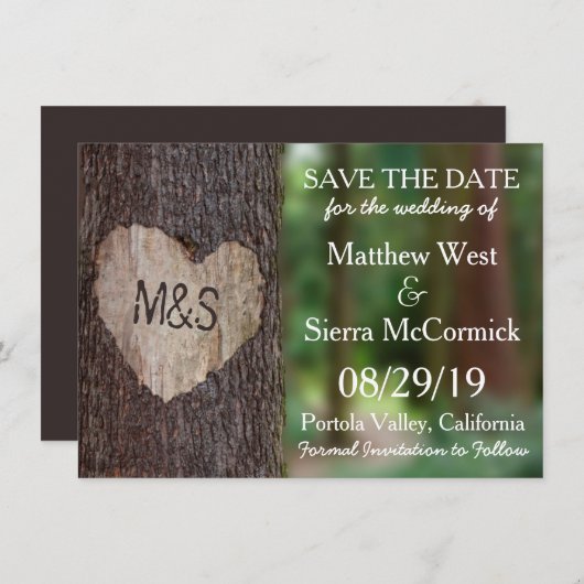 Gesneden Hart Boom Bruiloft Bewaar de datum Save The Date (Voorkant / Achterkant)