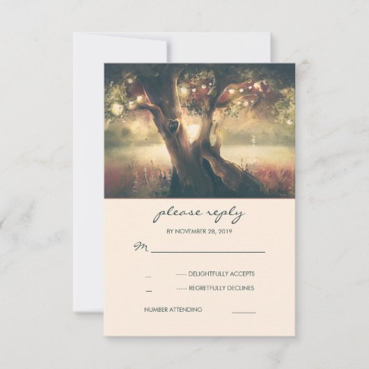 Gesneden Hart Boom bruiloft RSVP Kaarten Kaartje (Voorkant)