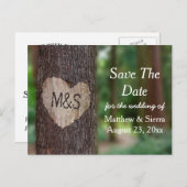 Gesneden Hart Boom Initialen Save The Date Wedding Aankondigingskaart (Voorkant / Achterkant)