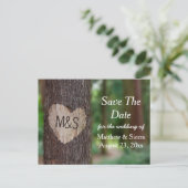 Gesneden Hart Boom Initialen Save The Date Wedding Aankondigingskaart (Staand voorkant)