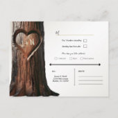 Gesneden Hart Boom Stomp Rustieke Bruiloft R.S.V.P Aankondigingskaart (Achterkant)