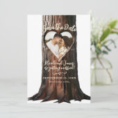 Gesneden Hart Boom Stomp Rustieke Foto Save the Da Kaart (Staand voorkant)