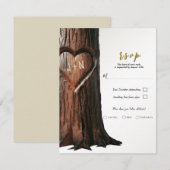 Gesneden Hart Boom Stump Rustieke Bruiloft Antwoor Kaart (Voorkant / Achterkant)