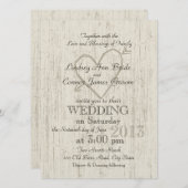 Gesneden Hart Hout Look Wedding Kaart (Voorkant / Achterkant)