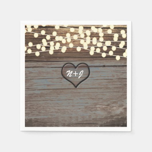 Gesneden Hart in Hout Land Rustiek & Lichten Servet (Voorkant)