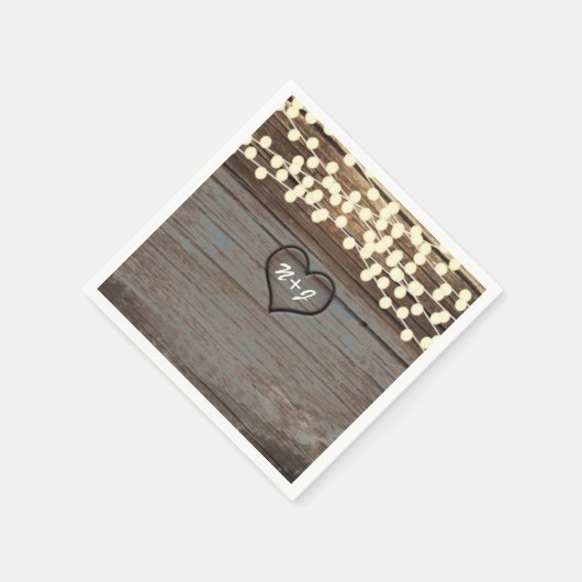 Gesneden Hart in Hout Land Rustiek & Lichten Servet (Hoek)