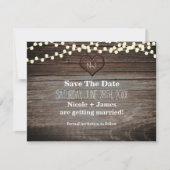 Gesneden Hart in Hout & Slingerlichtjes Bewaar de Save The Date (Voorkant)