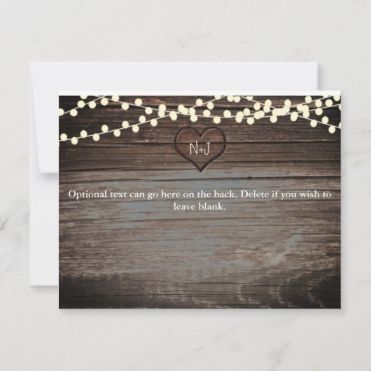 Gesneden Hart in Hout & Slingerlichtjes Save the D Date (Achterkant)