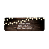 Gesneden Hart in Hout & String Lights Rustiek Etiket (Voorkant)